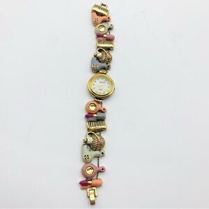 Vintage Jennie B Slider Charm Watch – Gold Tone Hairdresser Beauty Theme